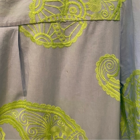 DIXIE Women Blue & Green Embroidered Paisley Button Maxi Dress Size Medium - Picture 8 of 14